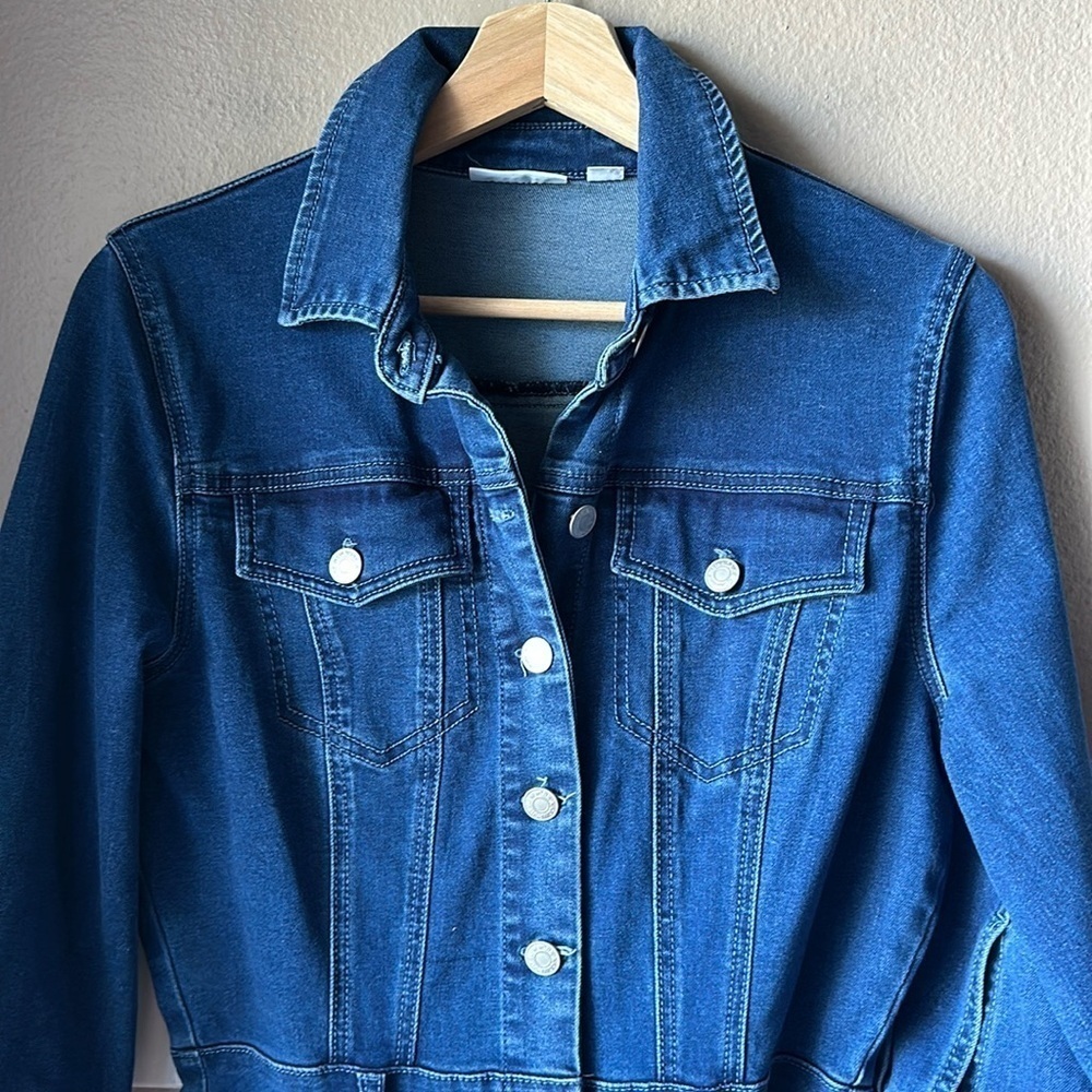 NEW YORK & CO Denim 3/4 Sleeve Button Down Dress